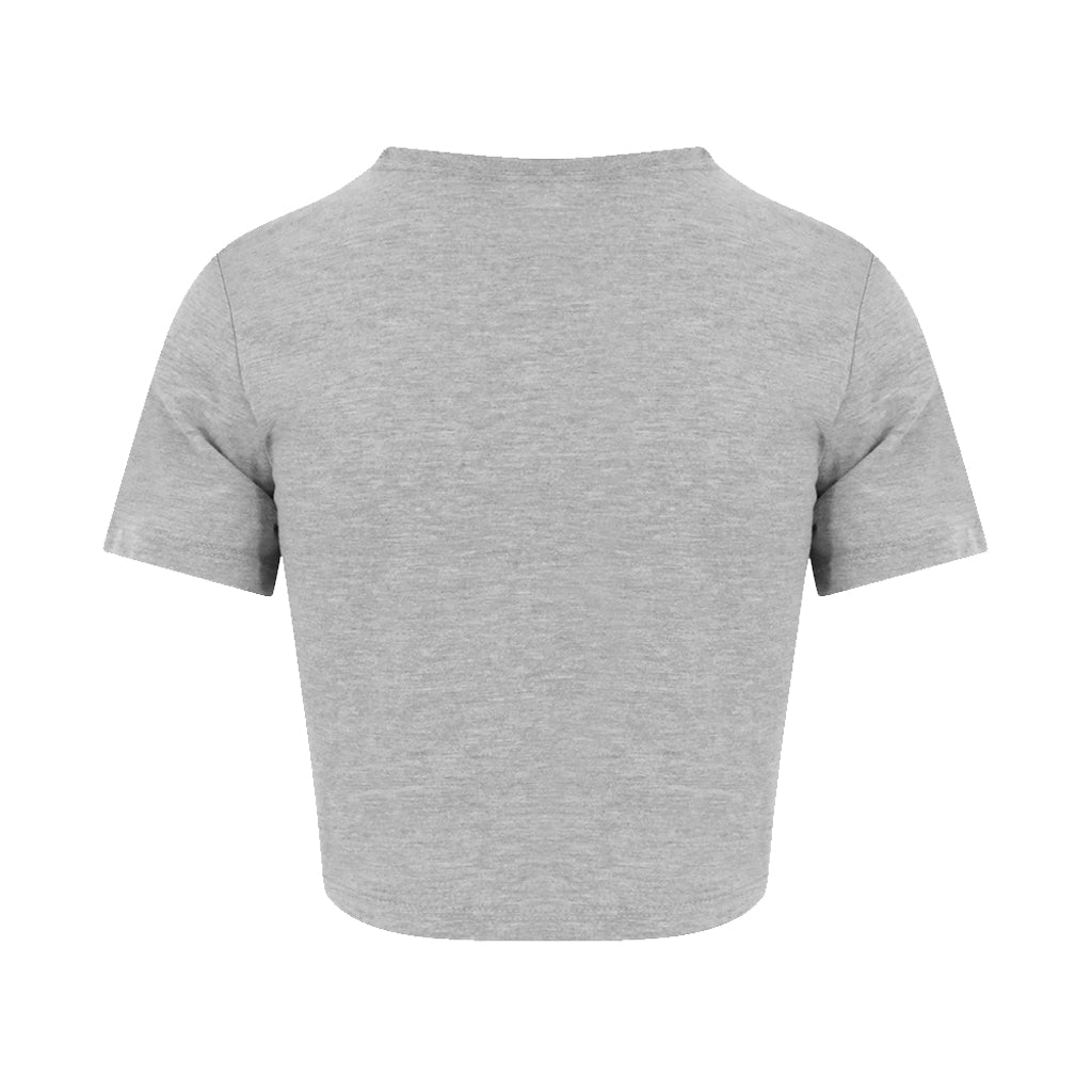 Hedkandi Dark Grey Distressed Modern Logo Women's Cropped T-Shirt-Hedkandi-Essential Republik