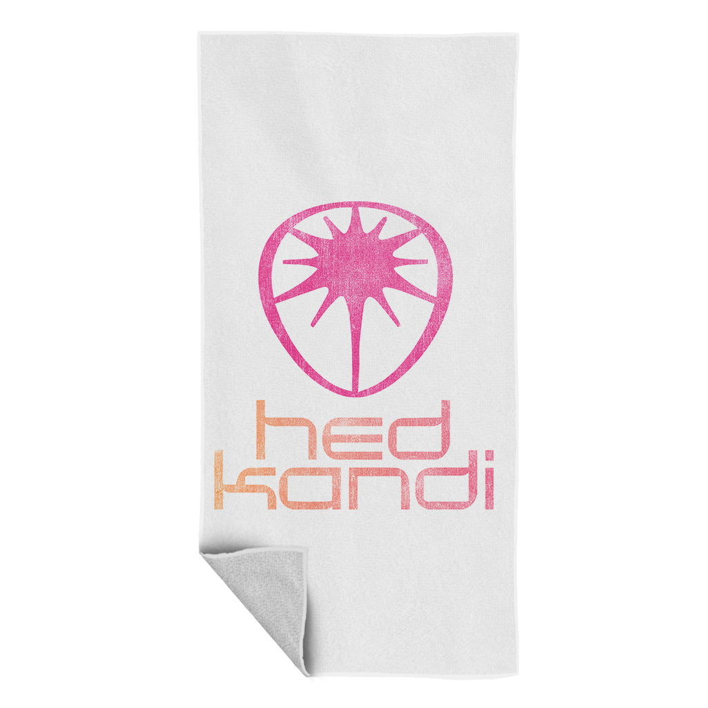 Hedkandi Orange And Pink Distressed Retro Logo Beach Towel-Hedkandi-Essential Republik