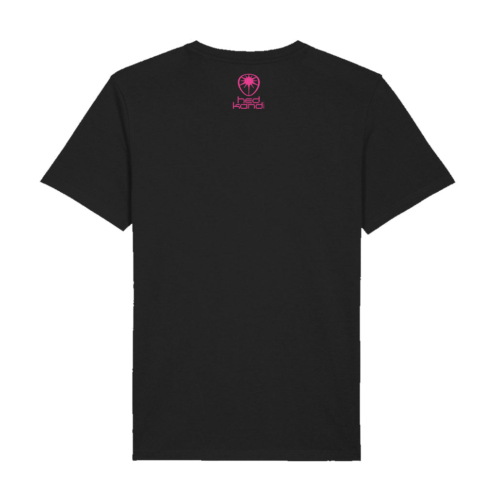 Hedkandi Neon Pink Love Is The Music Unisex Organic T-Shirt-Hedkandi-Essential Republik