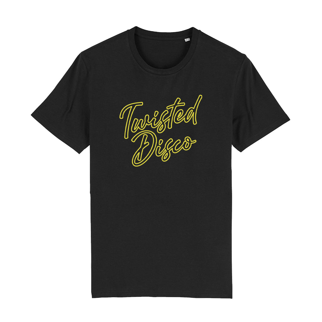 Hedkandi Neon Yellow Twisted Disco Unisex Organic T-Shirt-Hedkandi-Essential Republik
