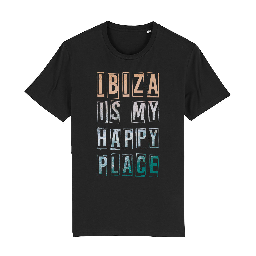 Ibiza Is My Happy Place Unisex Organic T-Shirt-White Isle-Essential Republik