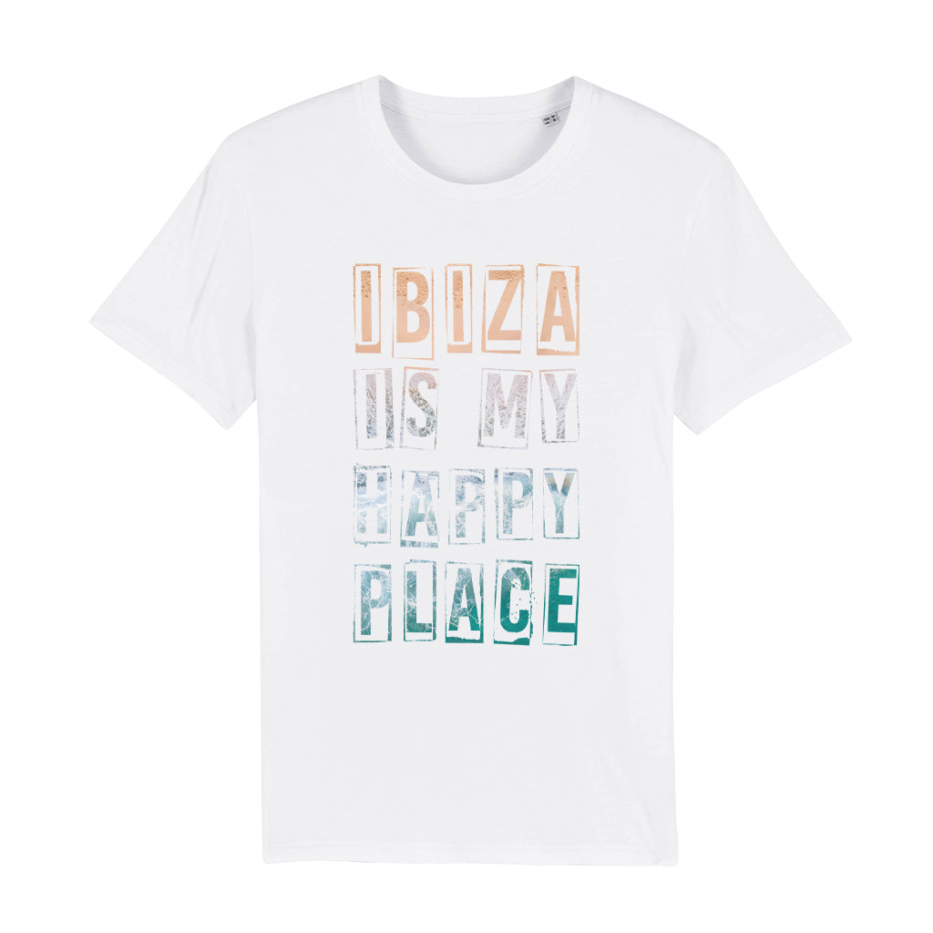 Ibiza Is My Happy Place Unisex Organic T-Shirt-White Isle-Essential Republik