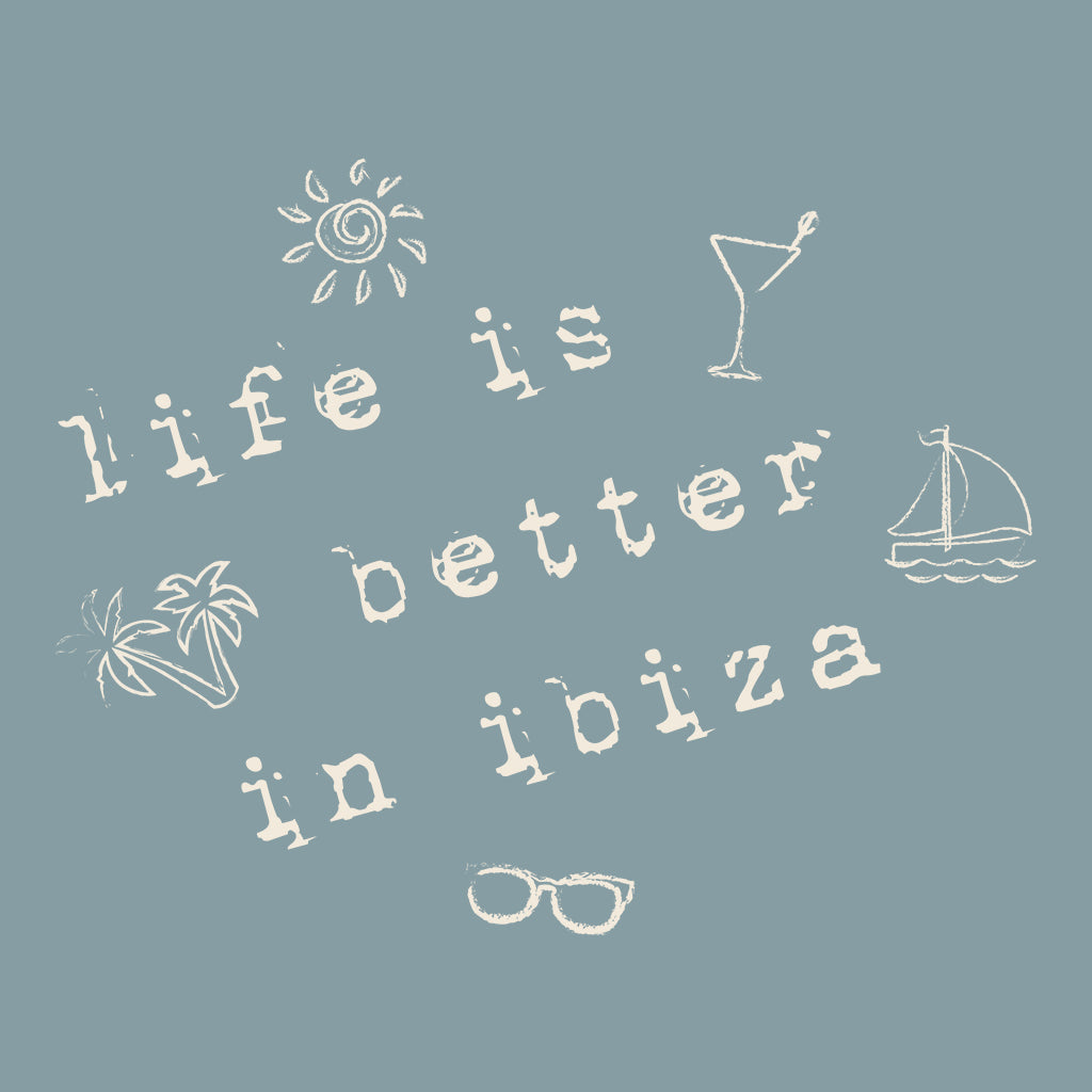 Life Is Better In Ibiza Unisex Organic T-Shirt-White Isle-Essential Republik