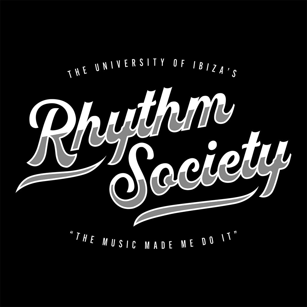 The University Of Ibiza Rhythm Society Unisex Organic T-Shirt-White Isle-Essential Republik