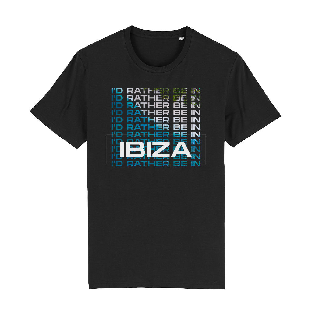 I'd Rather Be In Ibiza Beach Silhouette Unisex Organic T-Shirt-White Isle-Essential Republik