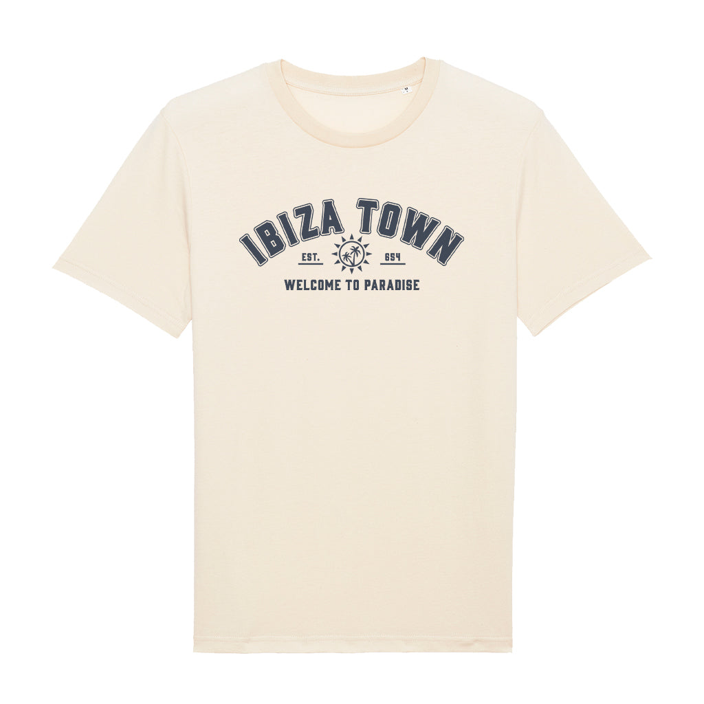 Ibiza Town Welcome To Paradise Unisex Organic T-Shirt-White Isle-Essential Republik