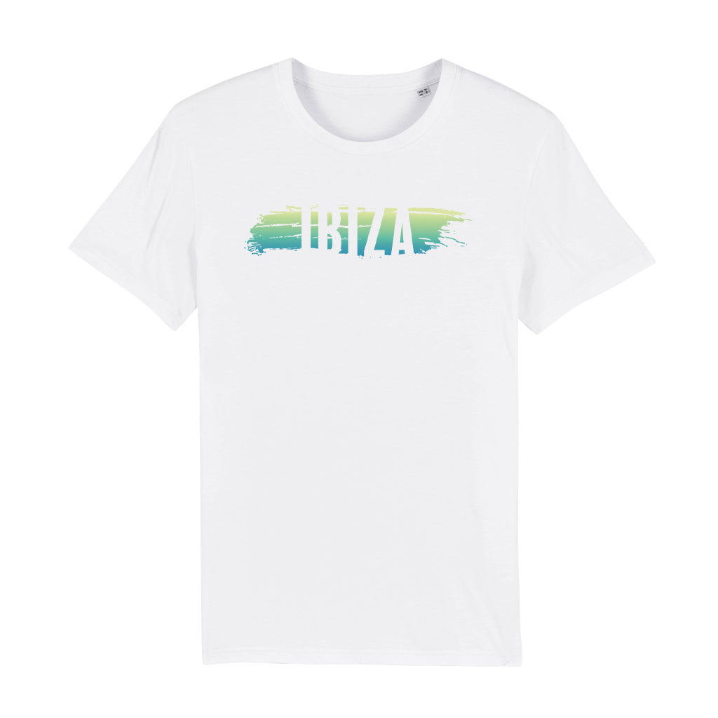 Ibiza Green Brush Unisex Organic T-Shirt-White Isle-Essential Republik