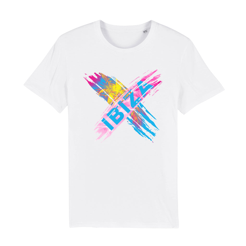 Ibiza Neon Brush Unisex Organic T-Shirt-White Isle-Essential Republik