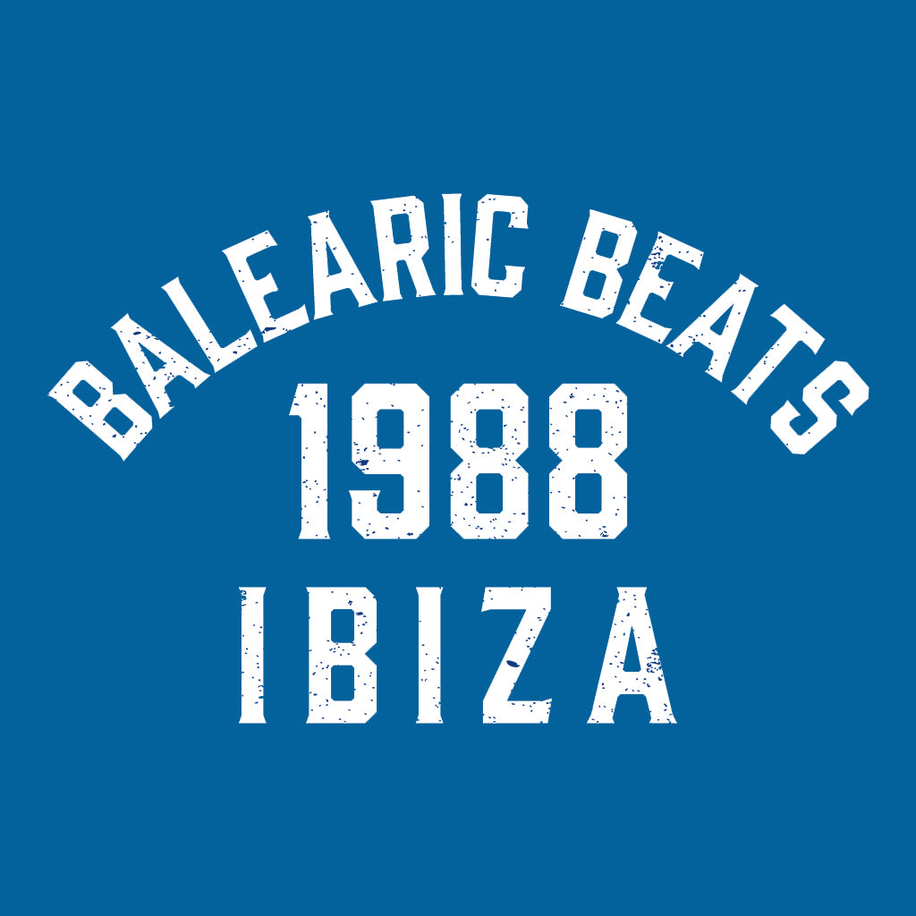 Balearic Beats 1988 Ibiza Distressed White Text Unisex Organic T-Shirt-White Isle-Essential Republik