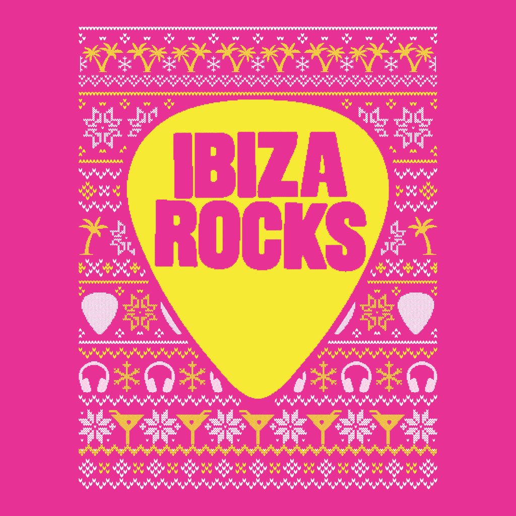 Ibiza Rocks Yellow Christmas Knit Pattern Unisex Sweatshirt-Ibiza Rocks-Essential Republik