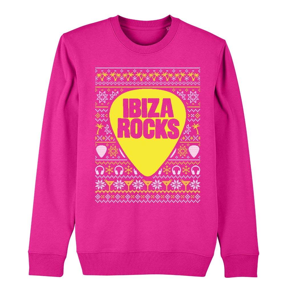 Ibiza Rocks Yellow Christmas Knit Pattern Unisex Sweatshirt-Ibiza Rocks-Essential Republik