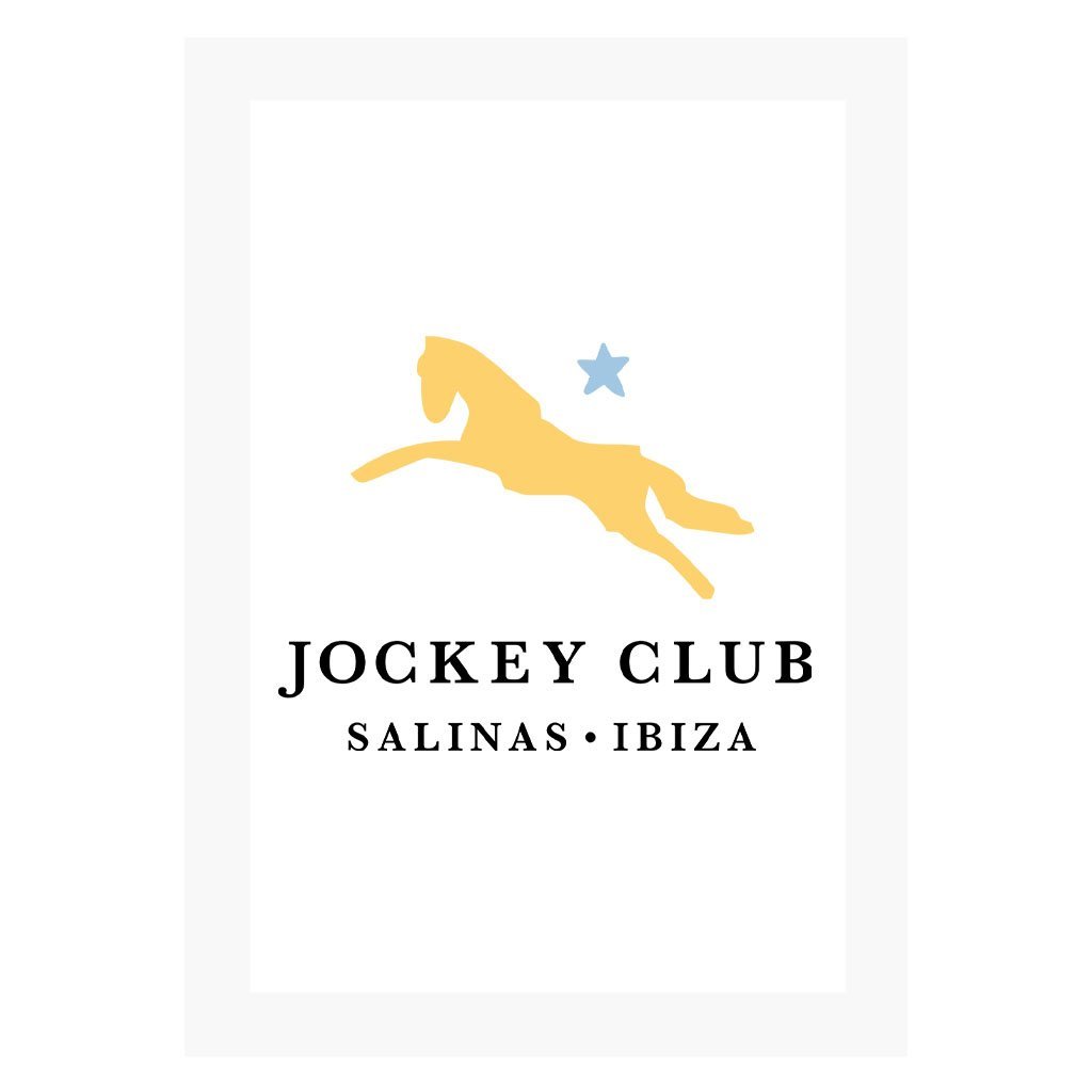 Jockey Club Salinas Ibiza Yellow And Blue Logo A3 and A4 Prints (framed or unframed)-Jockey Club-Essential Republik