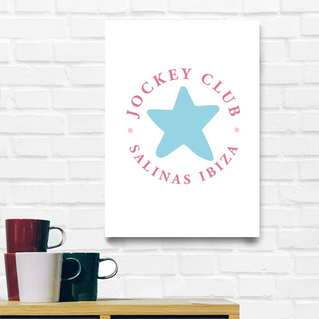Jockey Club Salinas Ibiza Star Red Text A3 and A4 Prints (framed or unframed)-Jockey Club-Essential Republik