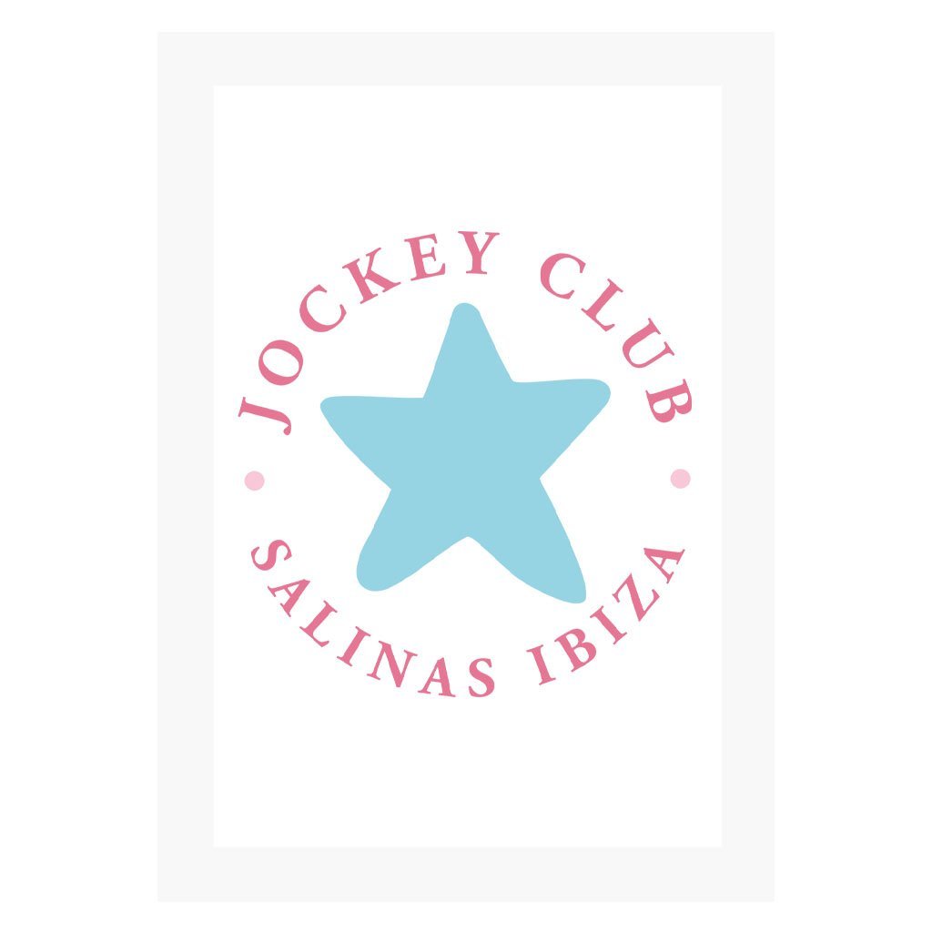Jockey Club Salinas Ibiza Star Red Text A3 and A4 Prints (framed or unframed)-Jockey Club-Essential Republik