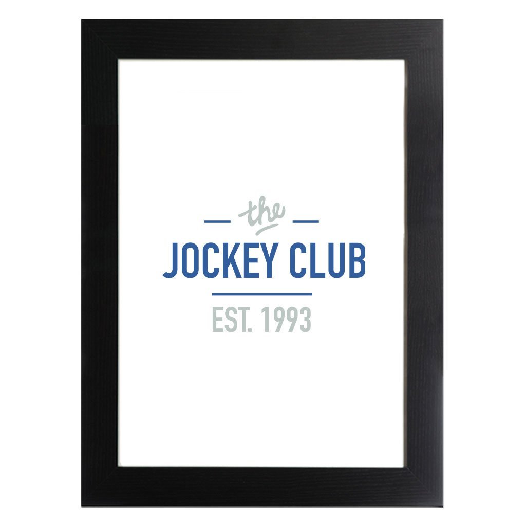 Jockey Club The Jockey Club Est 1993 Blue Text A3 and A4 Prints (framed or unframed)-Jockey Club-Essential Republik