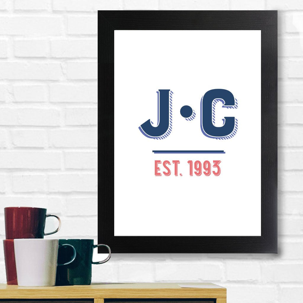 Jockey Club EST 1993 Navy And Red Text A3 and A4 Prints (framed or unframed)-Jockey Club-Essential Republik