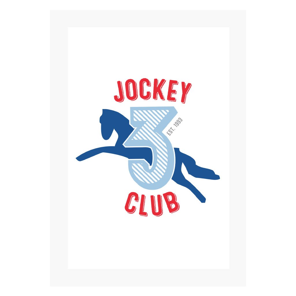 Jockey Club 3 Blue Logo A3 and A4 Prints (framed or unframed)-Jockey Club-Essential Republik