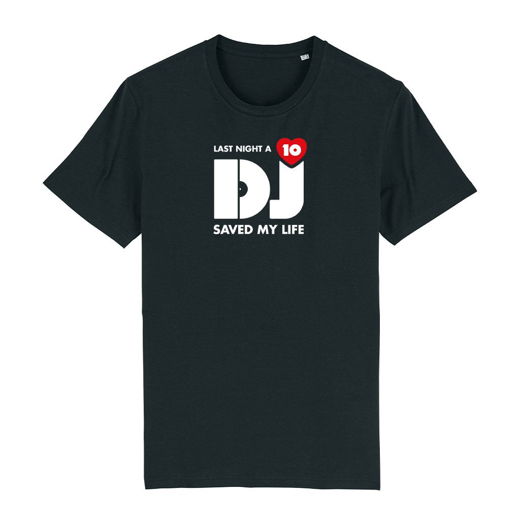 LNADJ White 10th Anniversary Logo Men's Organic T-Shirt-Last Night A DJ-Essential Republik