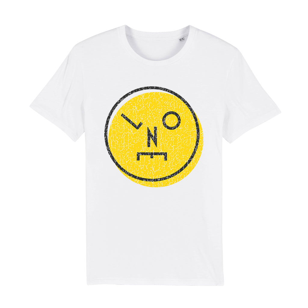 LNOE Circle Logo Distressed Yellow Unisex Organic T-Shirt-LNOE-Essential Republik