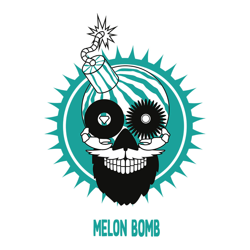 Melon Bomb Small Logo And Text Front And Back Print Women's Iconic Fitted T-Shirt-Melon Bomb-Essential Republik