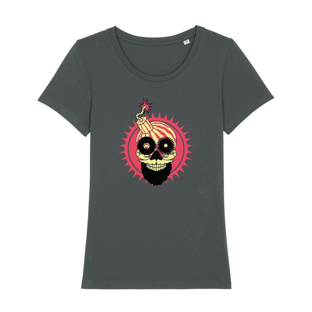 Melon Bomb Pink Skull Logo Women's Iconic Fitted T-Shirt-Melon Bomb-Essential Republik