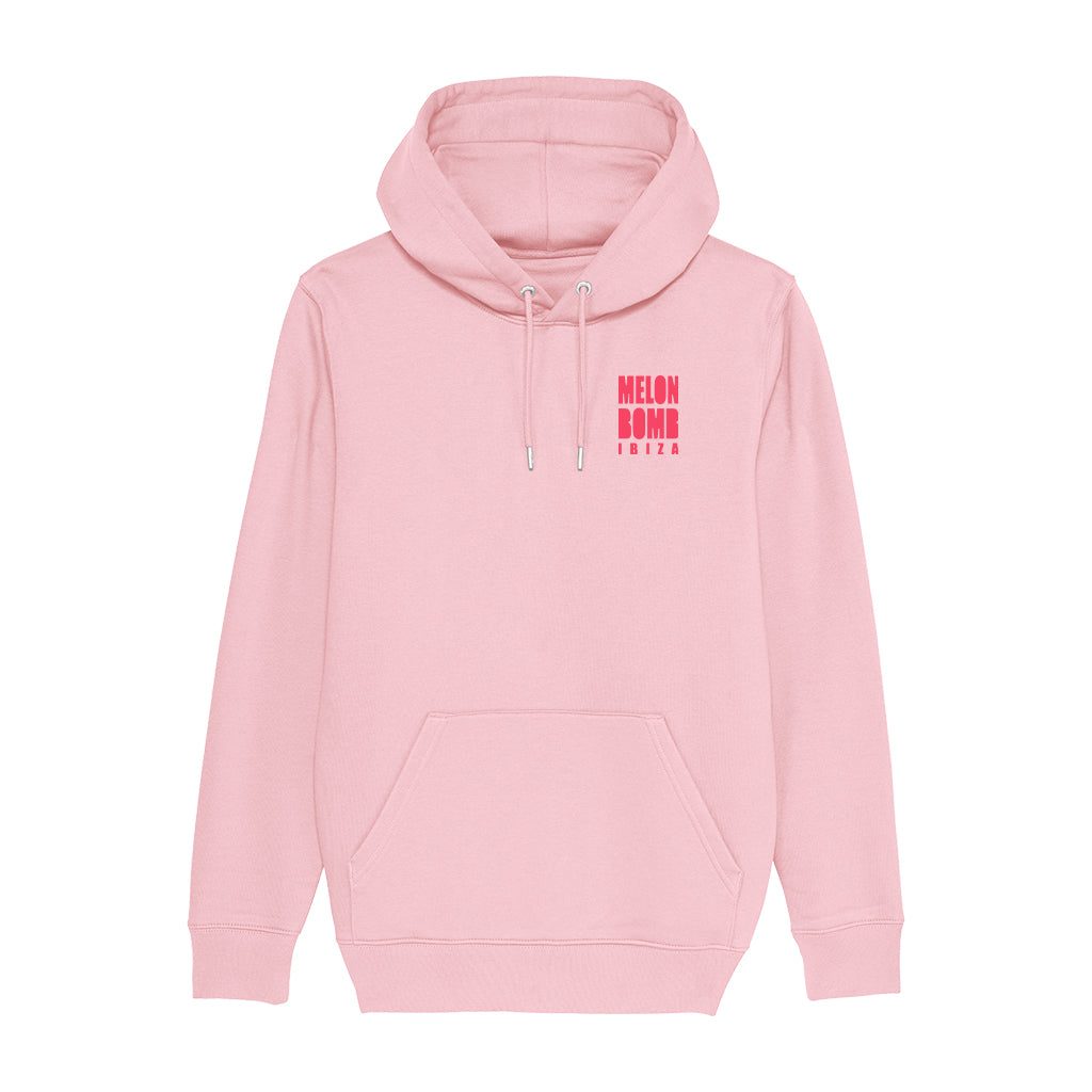 Melon Bomb Pink Logo Front And Back Print Unisex Cruiser Iconic Hoodie-Melon Bomb-Essential Republik