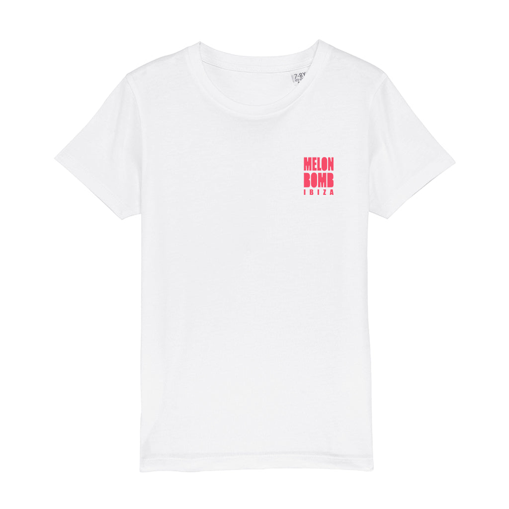 Melon Bomb Pink Logo Front And Back Print Kid's Organic T-Shirt-Melon Bomb-Essential Republik