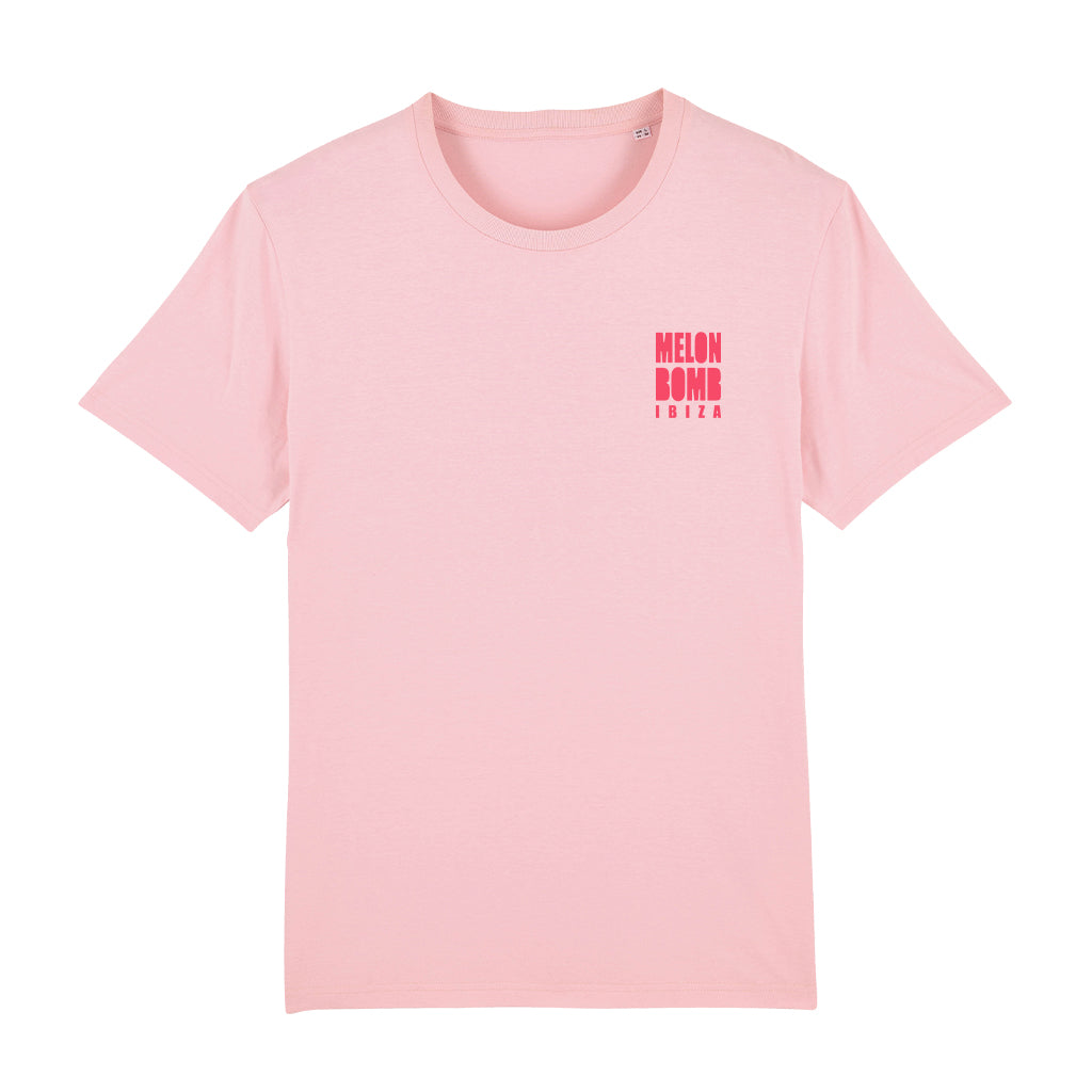 Melon Bomb Pink Logo Front And Back Print Men's Organic T-Shirt-Melon Bomb-Essential Republik