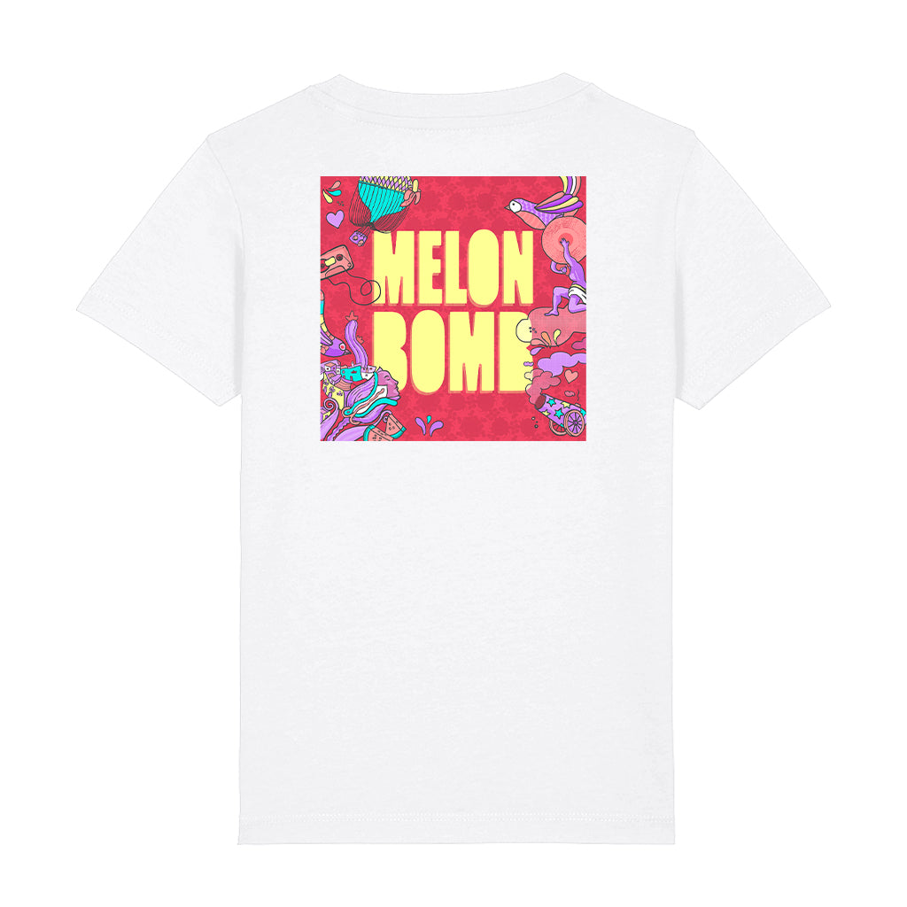 Melon Bomb Fiesta Logo Front And Back Print Kid's Organic T-Shirt-Melon Bomb-Essential Republik