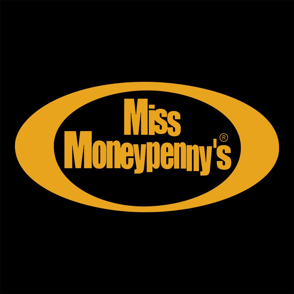 Miss Moneypenny's Gold Oval Logo And Clown Front And Back Print Men's Organic T-Shirt-Miss Moneypenny's-Essential Republik