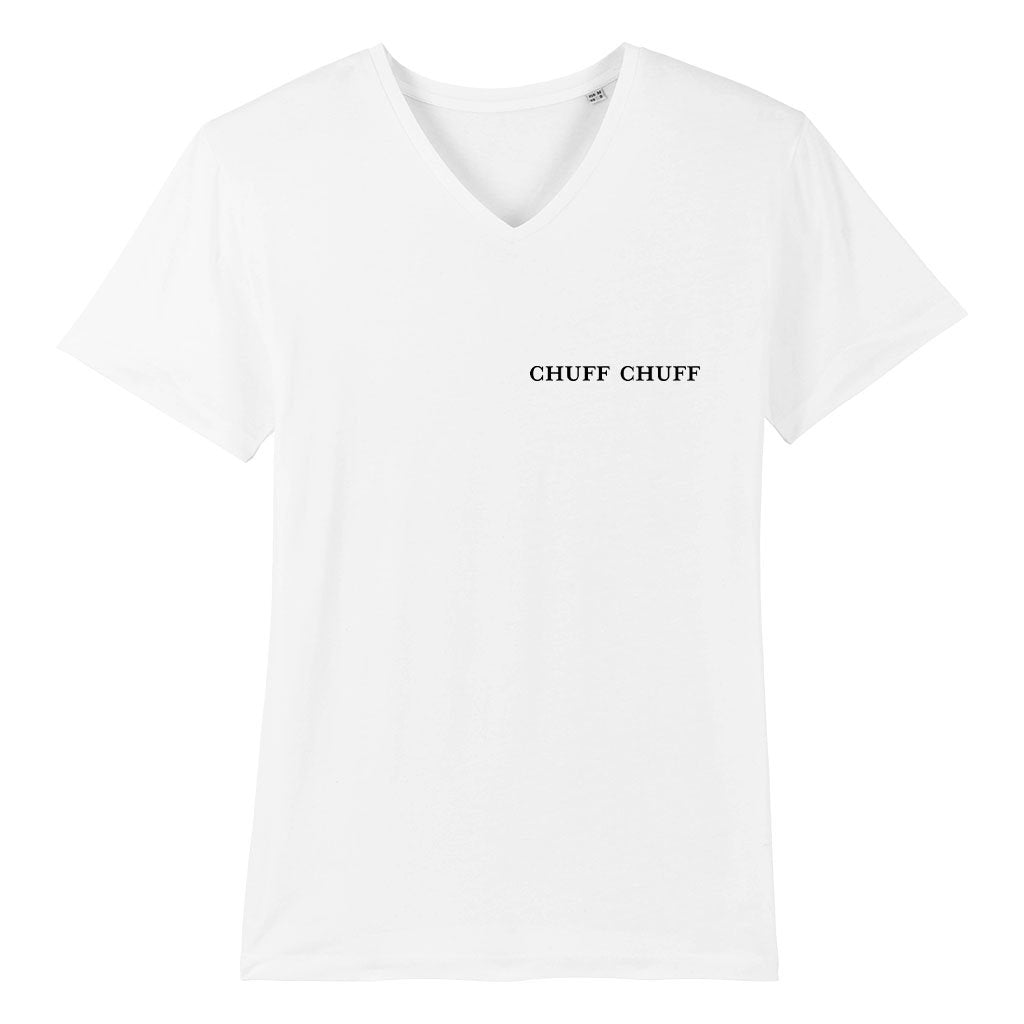 Miss Moneypenny's Chuff Chuff Front And Back Print Men's V-Neck T-Shirt-Miss Moneypenny's-Essential Republik