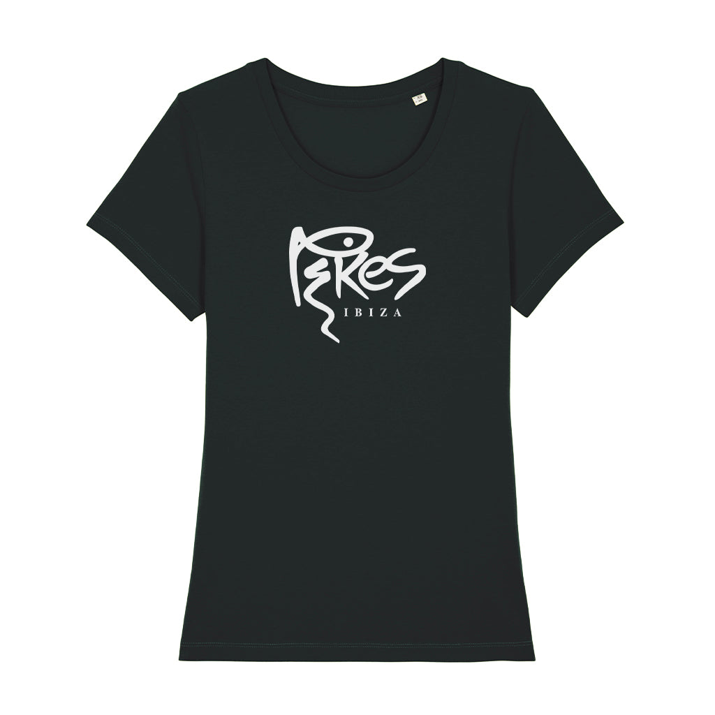 Pikes Ibiza White Logo Women's Iconic Fitted T-Shirt-Pikes-Essential Republik