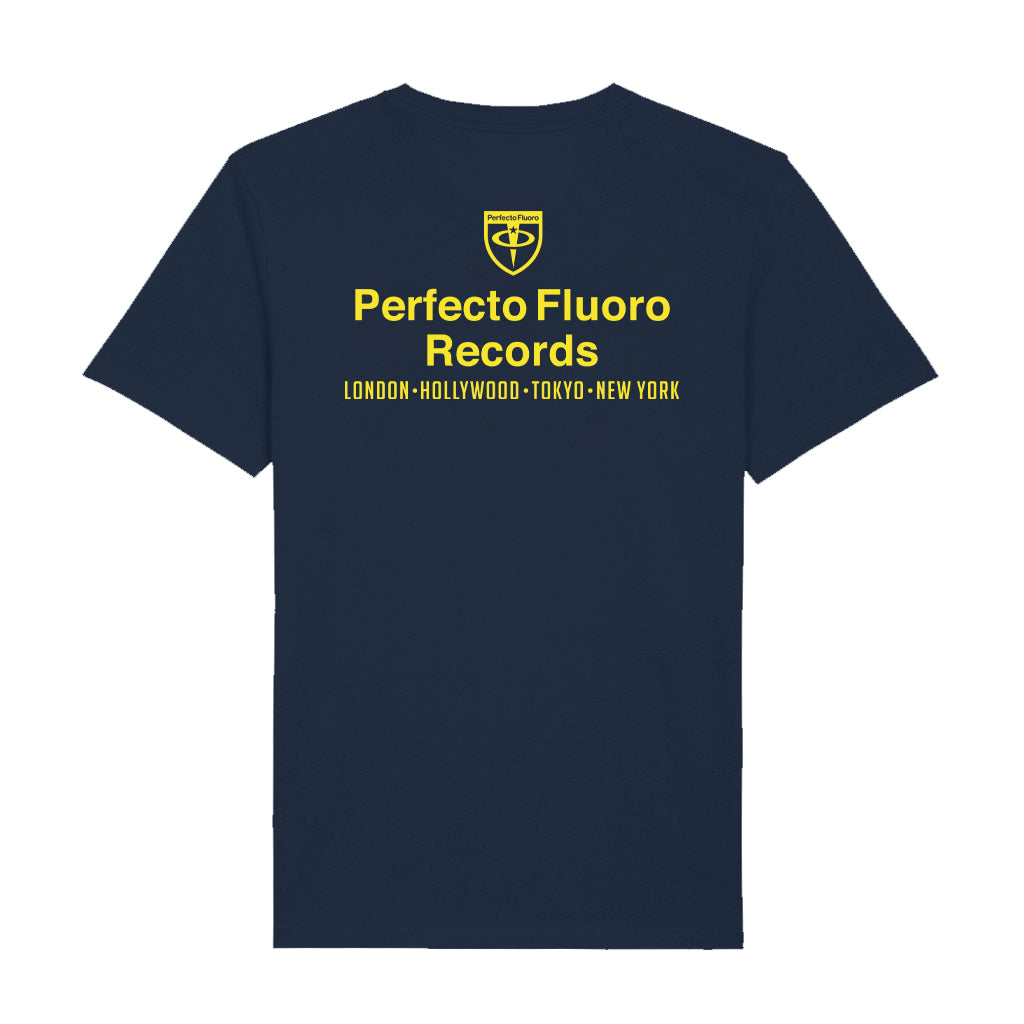 Paul Oakenfold Perfecto Fluoro Records Logo And Cities Front And Back Print Unisex T-Shirt-Paul Oakenfold-Essential Republik