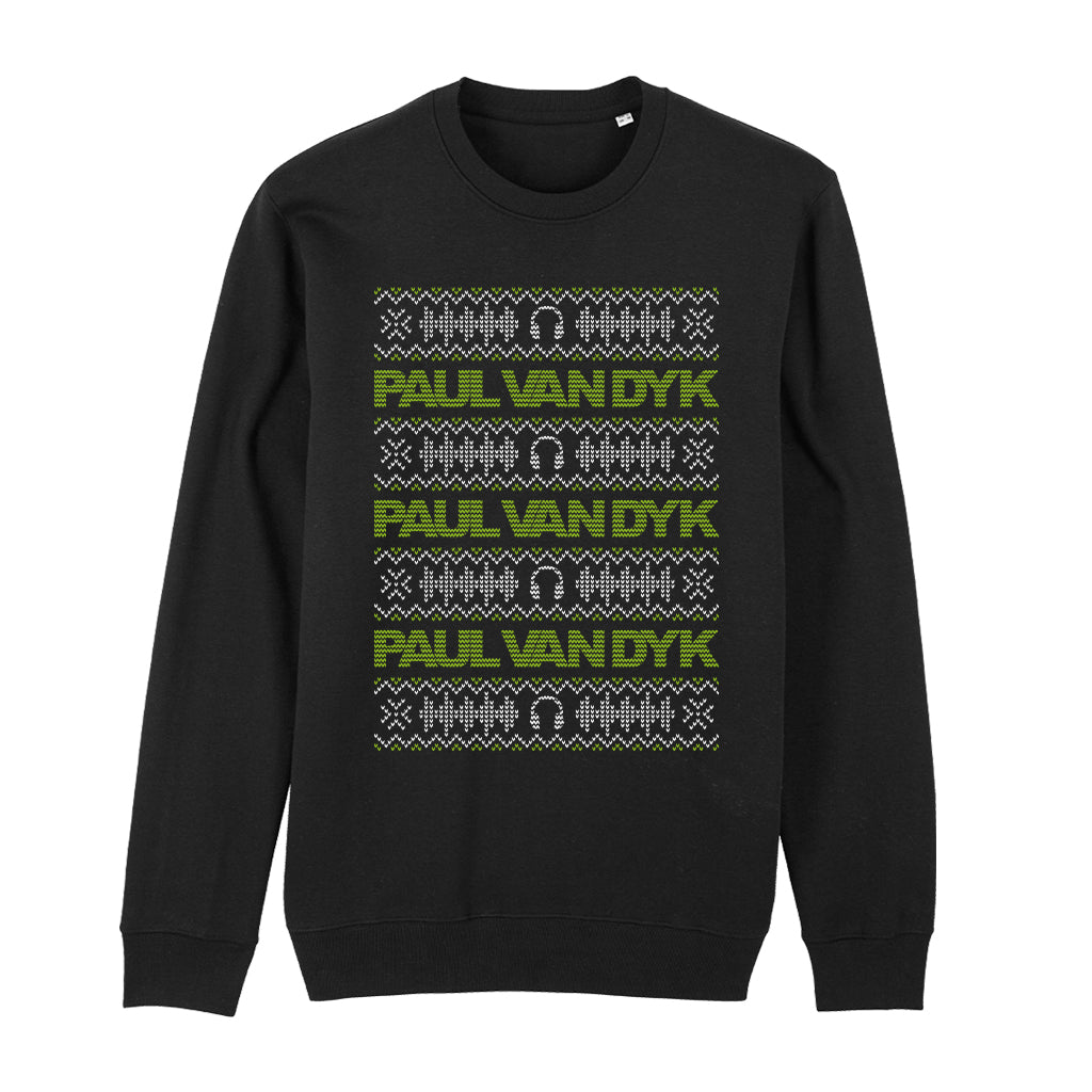 Paul van Dyk Green Christmas Knit Pattern Unisex Iconic Sweatshirt-Paul van Dyk-Essential Republik