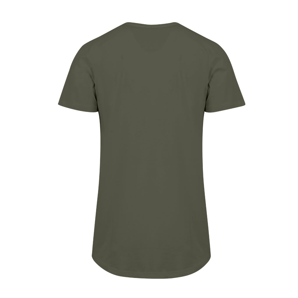 SAYTEK Khaki Logo Men's Shaped Long T-Shirt-SAYTEK-Essential Republik