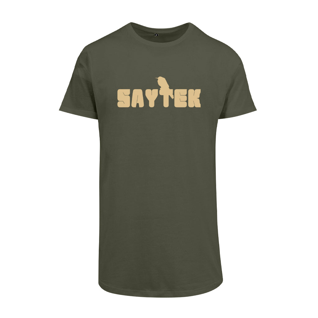 SAYTEK Khaki Logo Men's Shaped Long T-Shirt-SAYTEK-Essential Republik