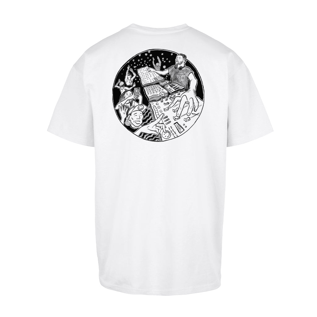 20 Years Of SAYTEK B&W Version Front And Back Print Men's Heavy Oversized T-Shirt-SAYTEK-Essential Republik