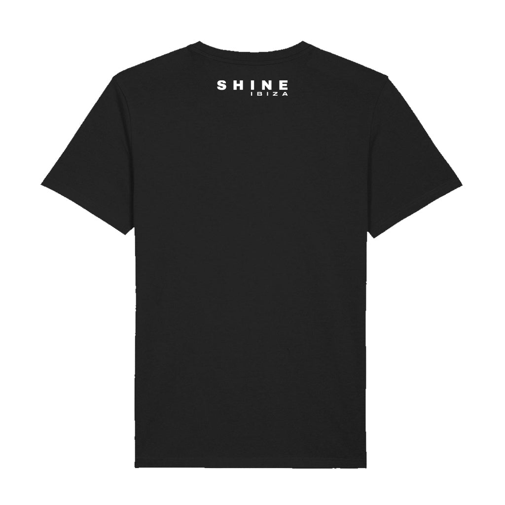Shine Ibiza White Circle Logo Front And Back Print Unisex Organic T-Shirt-Shine-Essential Republik