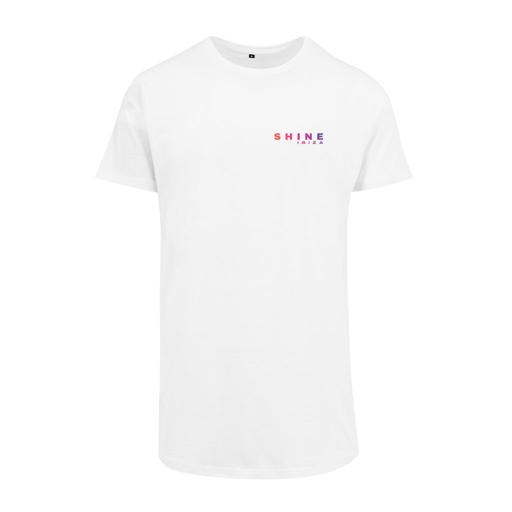 Shine Ibiza Multicoloured Logo Front And Back Print Men's Shaped Long T-Shirt-Shine-Essential Republik
