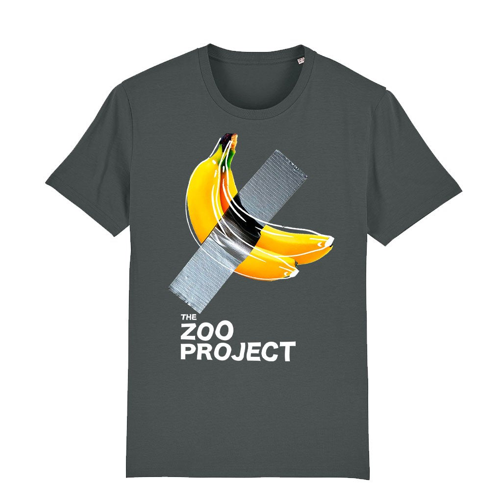 Taped Banana White Text Men's Organic T-Shirt-The Zoo Project-Essential Republik