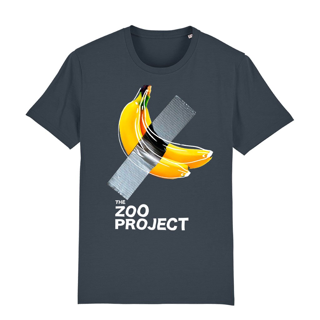 Taped Banana White Text Men's Organic T-Shirt-The Zoo Project-Essential Republik