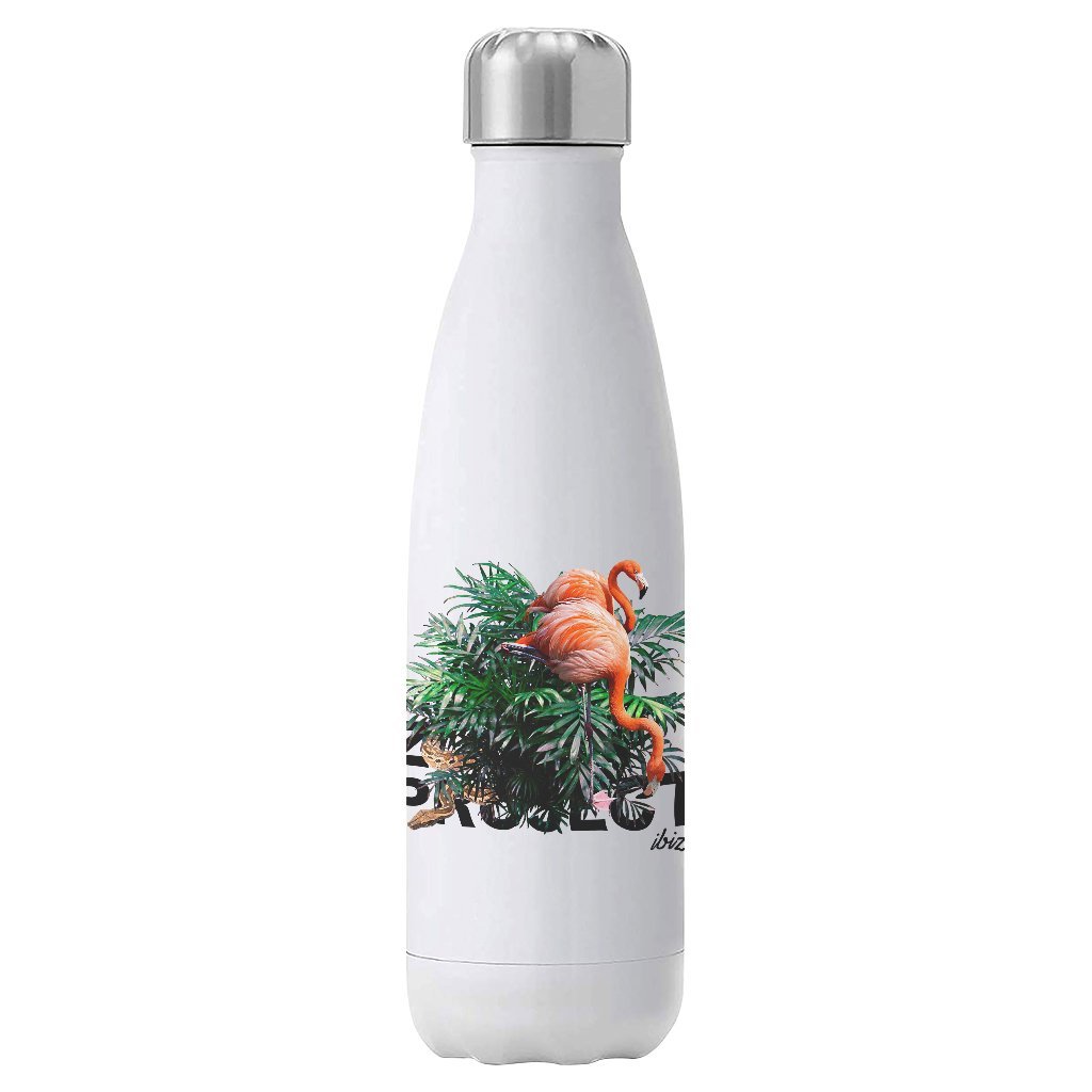 Flamingos And Snake Black Text Insulated Stainless Steel Water Bottle-The Zoo Project-Essential Republik