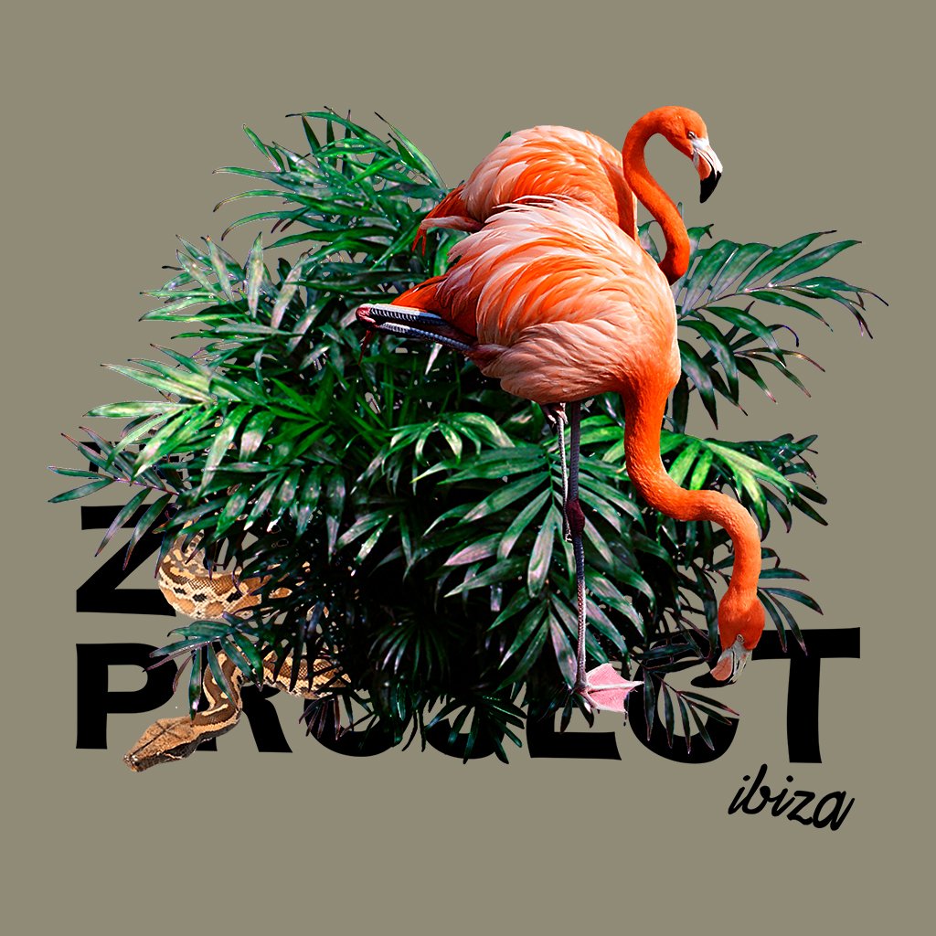 Flamingos And Snake Black Text Men's Flyer Iconic Hoodie-The Zoo Project-Essential Republik
