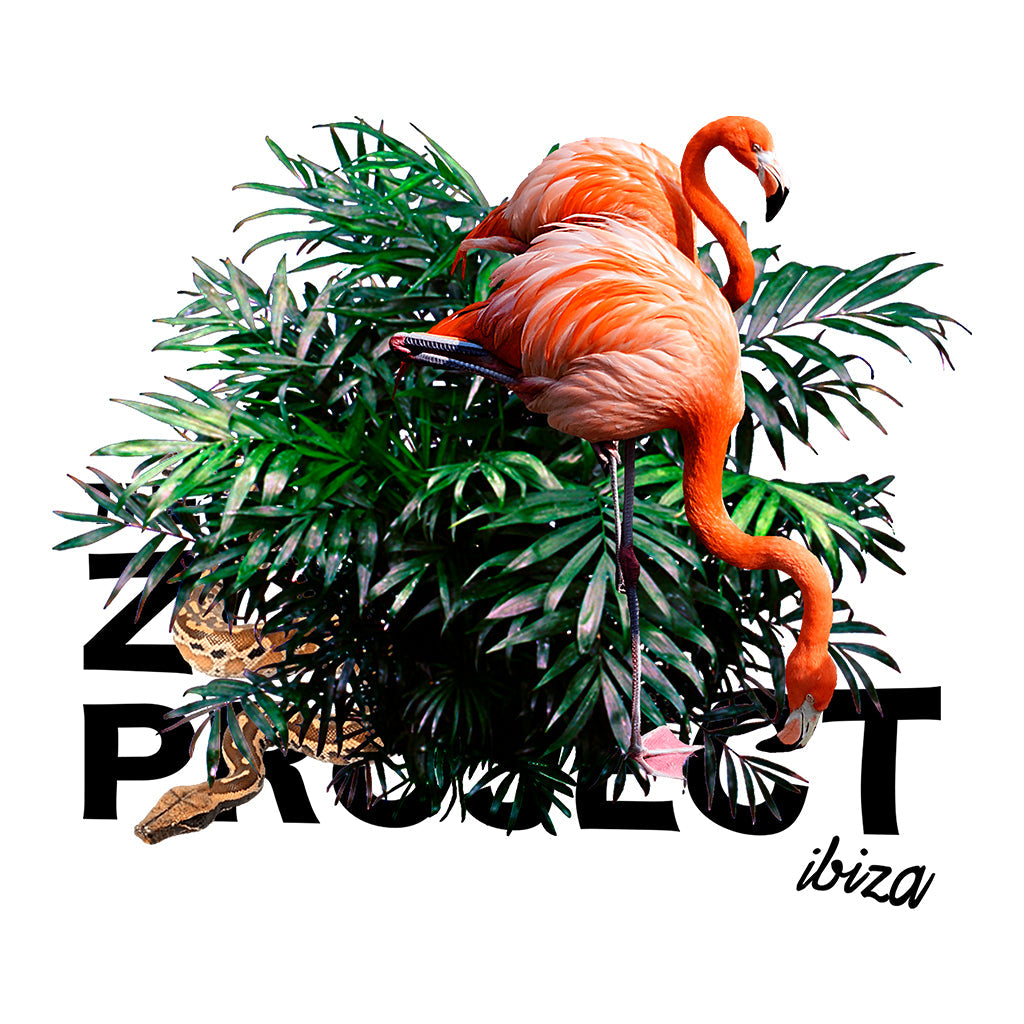 Flamingos And Snake Black Text Women's Iconic Fitted T-Shirt-The Zoo Project-Essential Republik