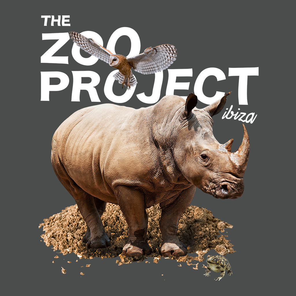 Rhinoceros Owl And Toad White Text Women's Iconic Fitted T-Shirt-The Zoo Project-Essential Republik