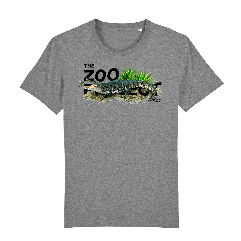 Crocodile And Humming Bird Black Text Men's Organic T-Shirt-The Zoo Project-Essential Republik