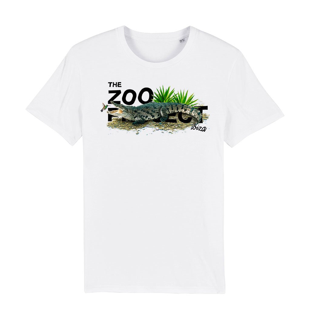 Crocodile And Humming Bird Black Text Men's Organic T-Shirt-The Zoo Project-Essential Republik