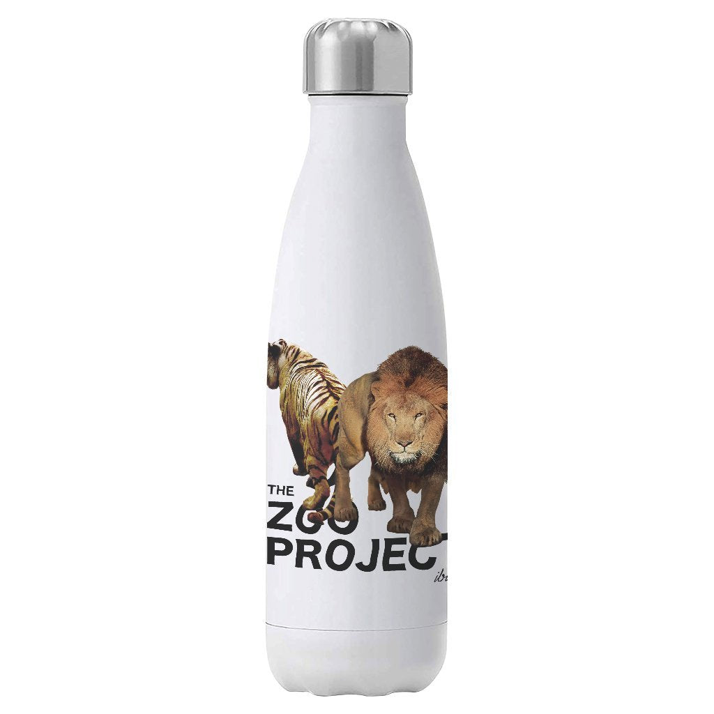 Tiger And Lion Black Text Insulated Stainless Steel Water Bottle-The Zoo Project-Essential Republik