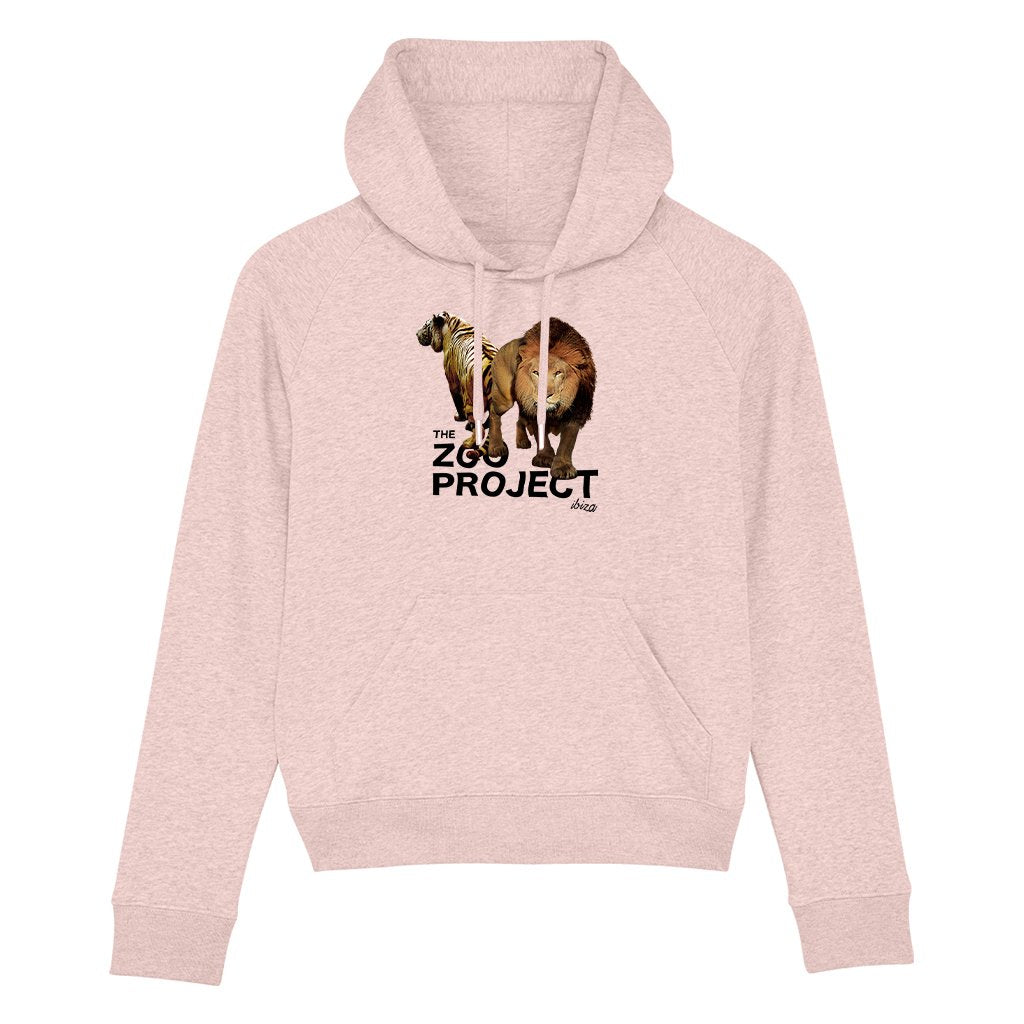 Tiger And Lion Black Text Women's Trigger Iconic Hoodie-The Zoo Project-Essential Republik