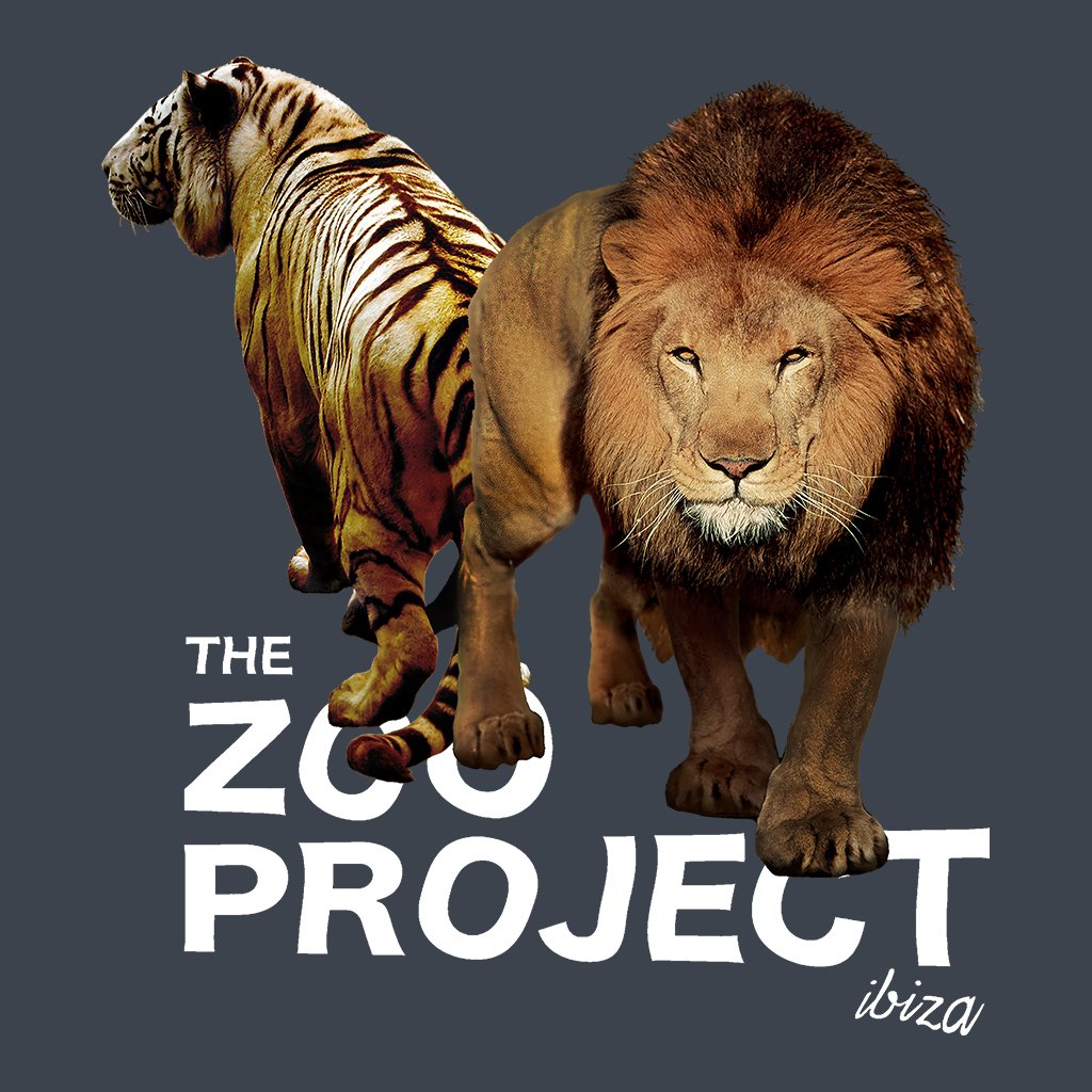 Tiger And Lion White Text Men's Organic T-Shirt-The Zoo Project-Essential Republik